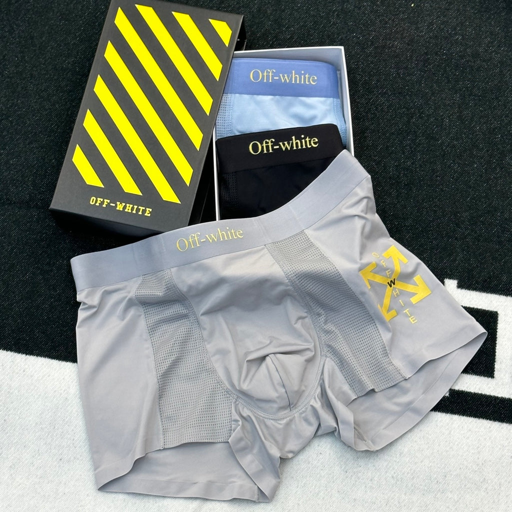 Off-White Oversized Side Graphics Men's Boxer Briefs - 3-Piece Box
