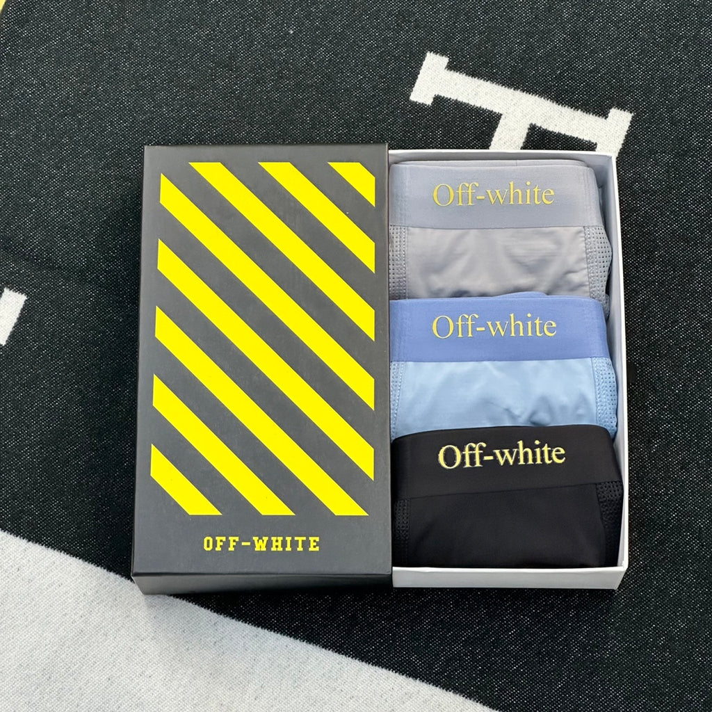 Off-White Cotton Men's Boxer Briefs - 3-Piece Box