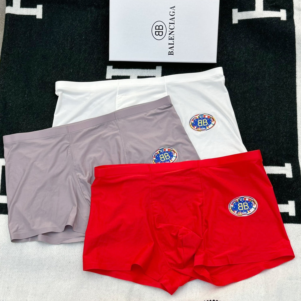 Balenciaga Circular Patch Details Men's Boxer Briefs - 3-Piece Box