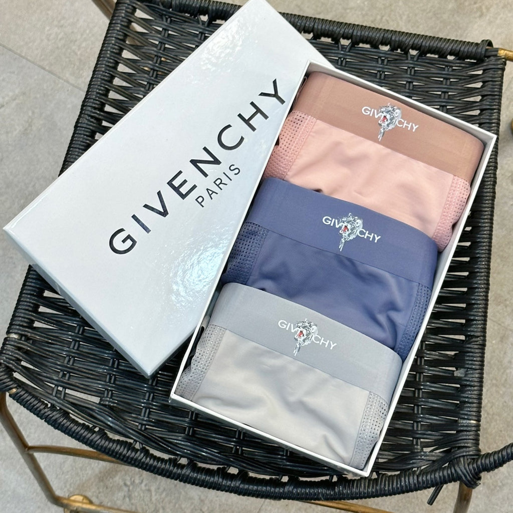 Givenchy Contrast Waistbands And Understated Front Branding Men's Boxer Briefs - 3-Piece Box