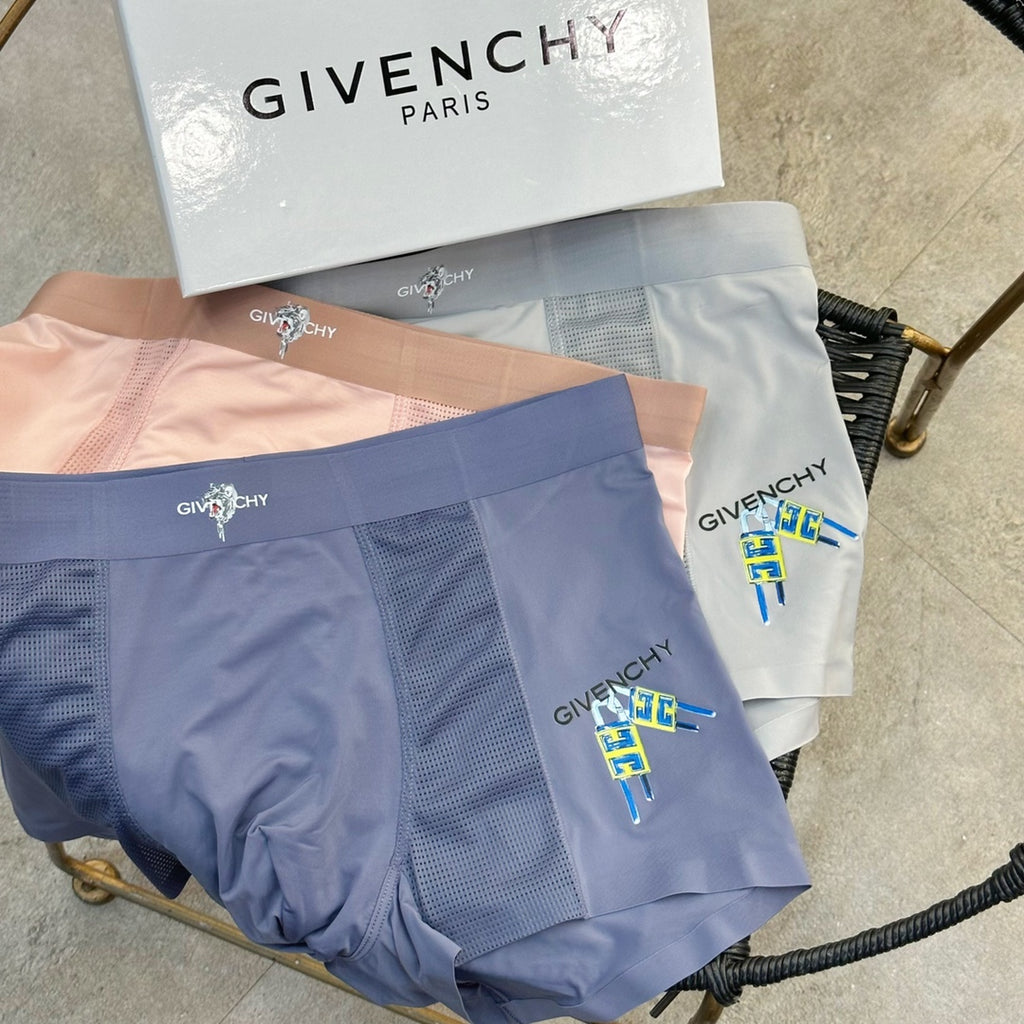Givenchy Contrast Waistbands And Understated Front Branding Men's Boxer Briefs - 3-Piece Box