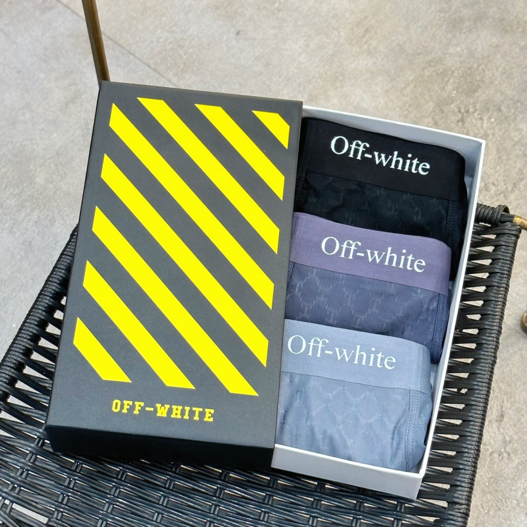 Off-White Nylon Blend Men's Boxer Briefs - 3-Piece Box