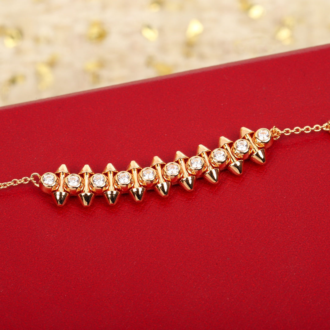 Sculptural Pendant Necklace in Silver-Tone with Crystal-Style Accents close-up detail