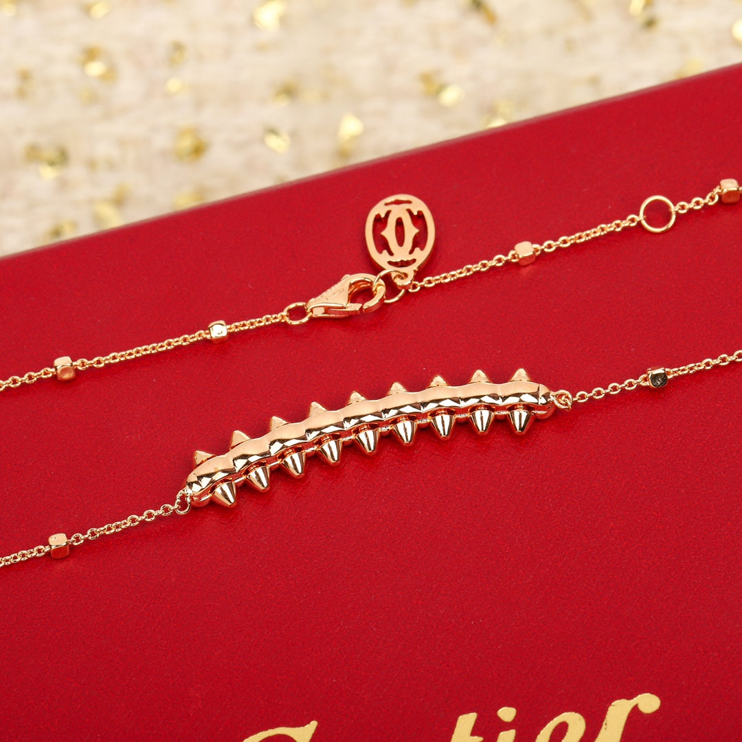 Sculptural Pendant Necklace in Silver-Tone with Crystal-Style Accents detail view