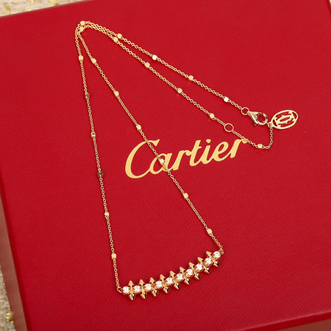 Sculptural Pendant Necklace in Silver-Tone with Crystal-Style Accents main product view