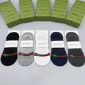 Gucci Web-Stripe Bee No-Show Socks - Box of 5 Pairs