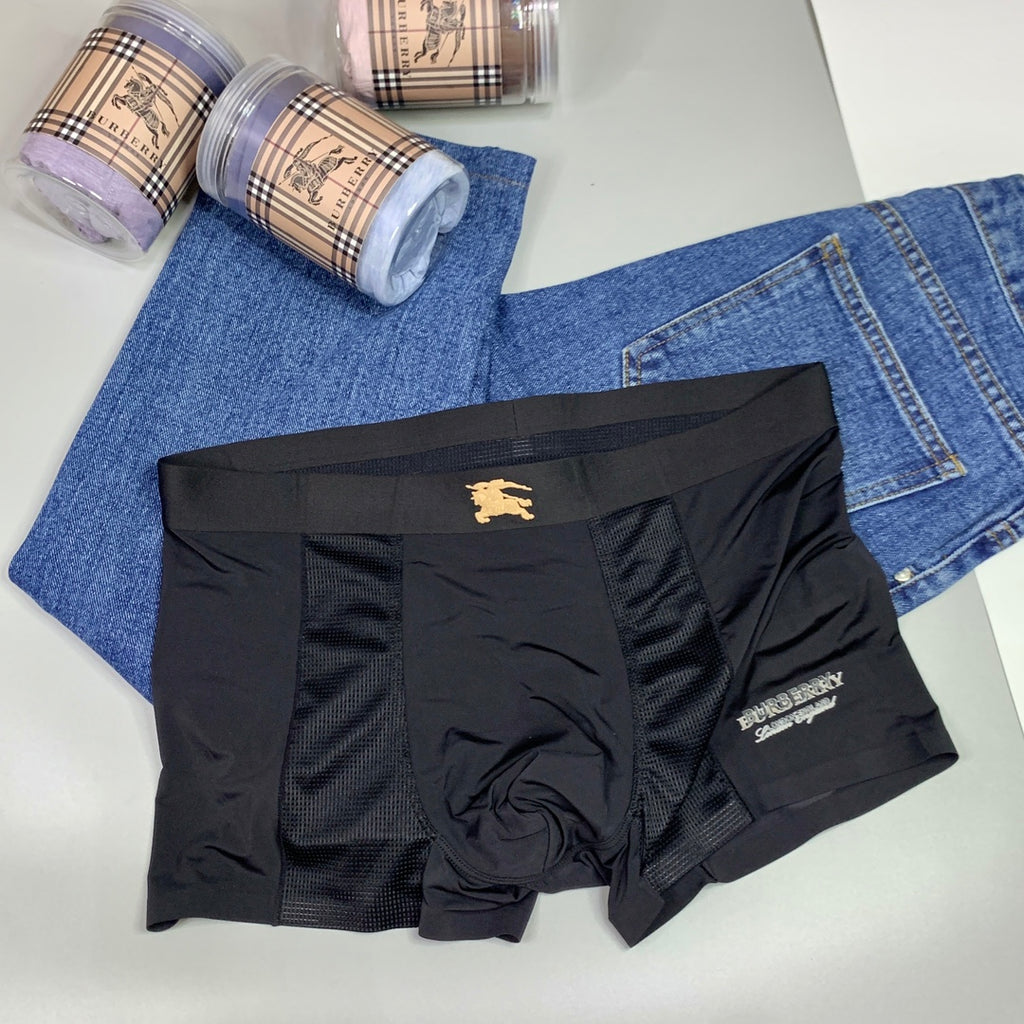 Burberry Visible Colour, Waistband And Emblem Details Men's Boxer Briefs - 3-Piece Box