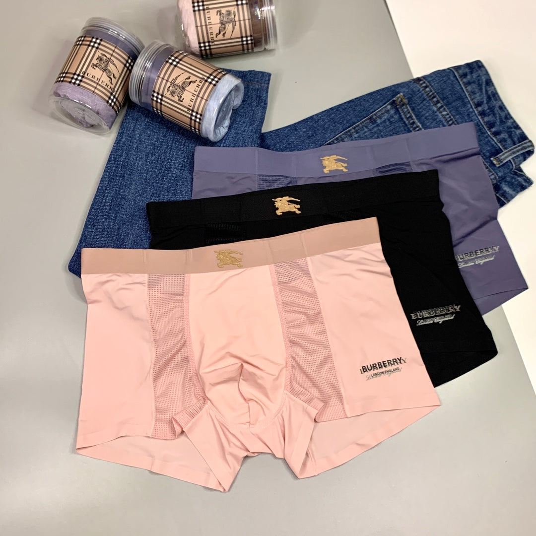 Burberry Visible Colour, Waistband And Emblem Details Men's Boxer Briefs - 3-Piece Box