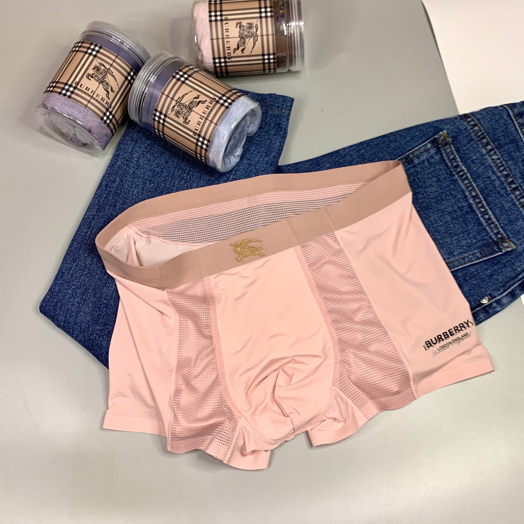 Burberry Visible Colour, Waistband And Emblem Details Men's Boxer Briefs - 3-Piece Box