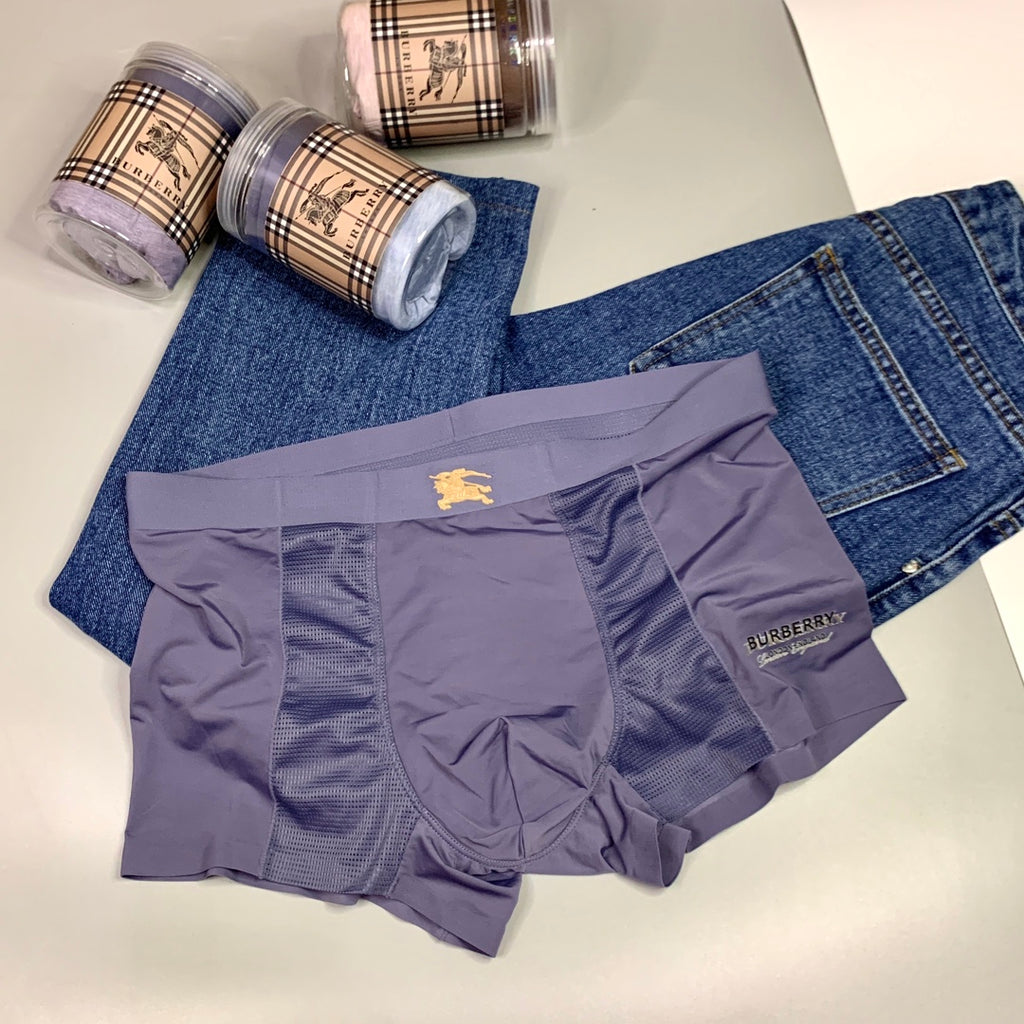 Burberry Visible Colour, Waistband And Emblem Details Men's Boxer Briefs - 3-Piece Box
