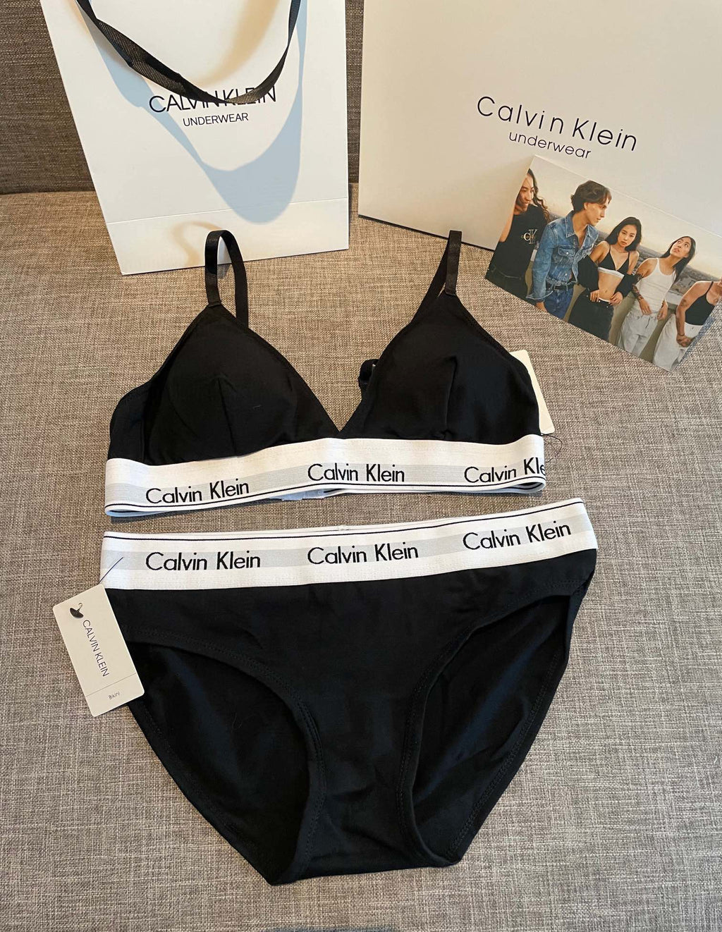 Calvin Klein Black Triangle Bra and Brief Set Women's Bra & Brief Set - 2-Piece Set
