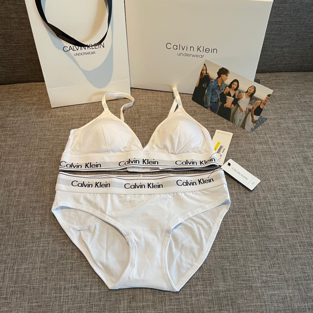 Calvin Klein White Triangle Bra and Brief Set Women's Bra & Brief Set - 2-Piece Set
