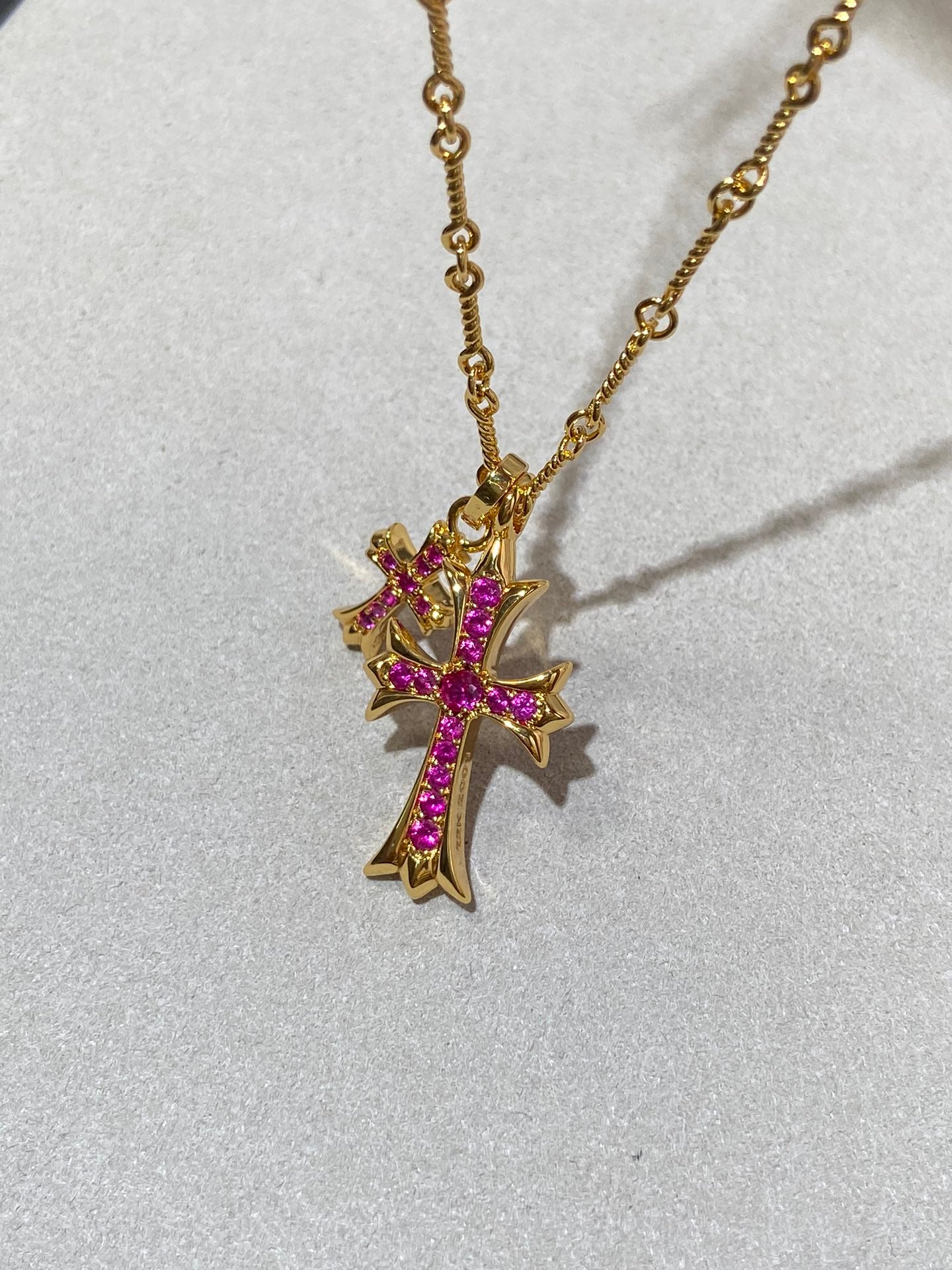 Double Cross Pendant Necklace in Metal-Tone – Design 03 main product view