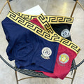 Versace Burgundy Navy Greek-Key Boxer Briefs 3-Piece Box