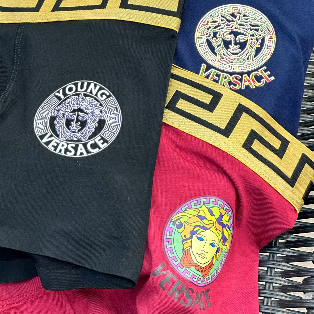 Versace Greek-Key Waistbands And Crest Details Men's Boxer Briefs - 3-Piece Box