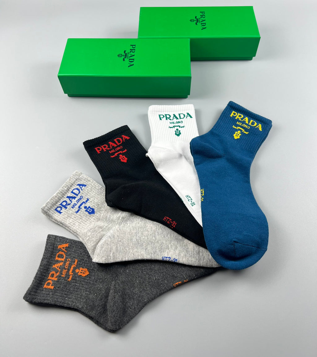Prada Cotton Crew Socks - 5-Pair Pack