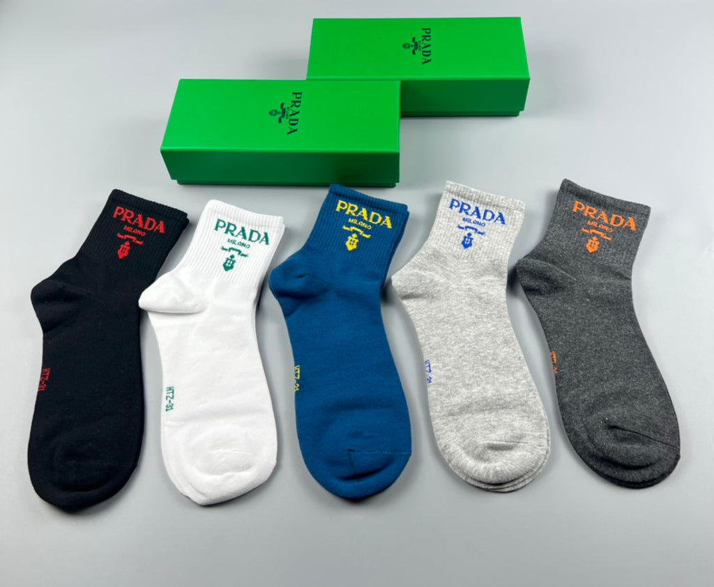 Prada Cotton Crew Socks - 5-Pair Pack