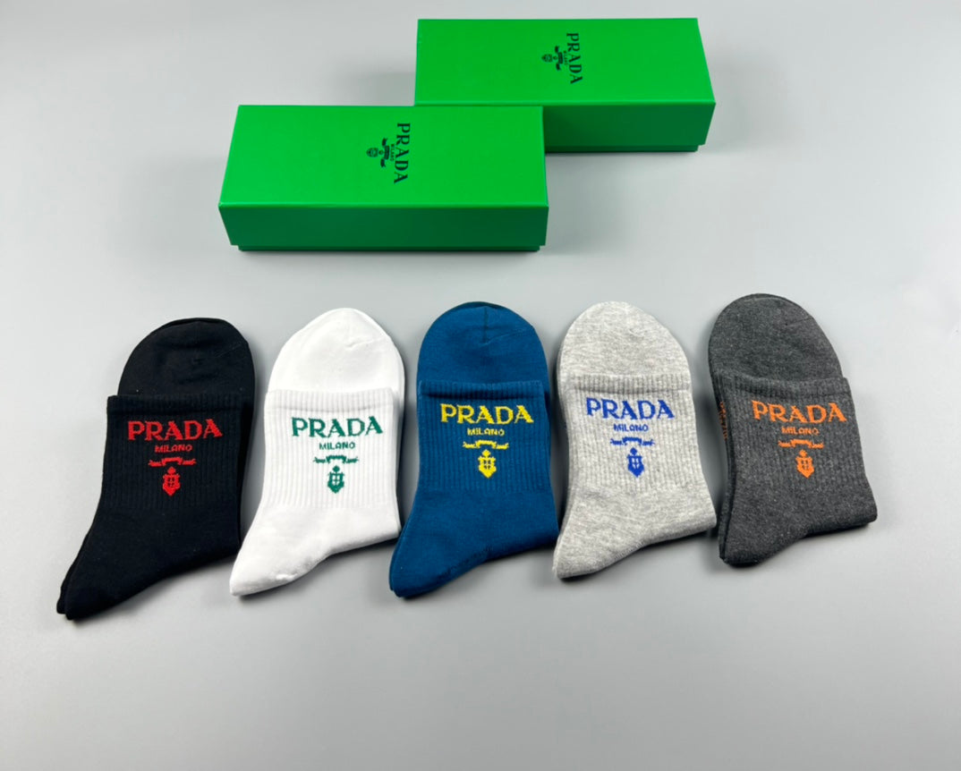 Prada Cotton Crew Socks - 5-Pair Pack