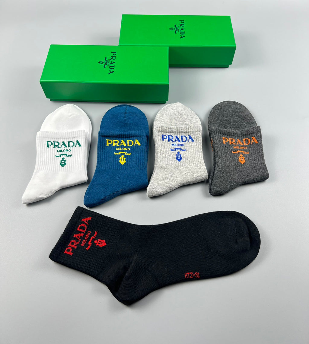 Prada Cotton Crew Socks - 5-Pair Pack