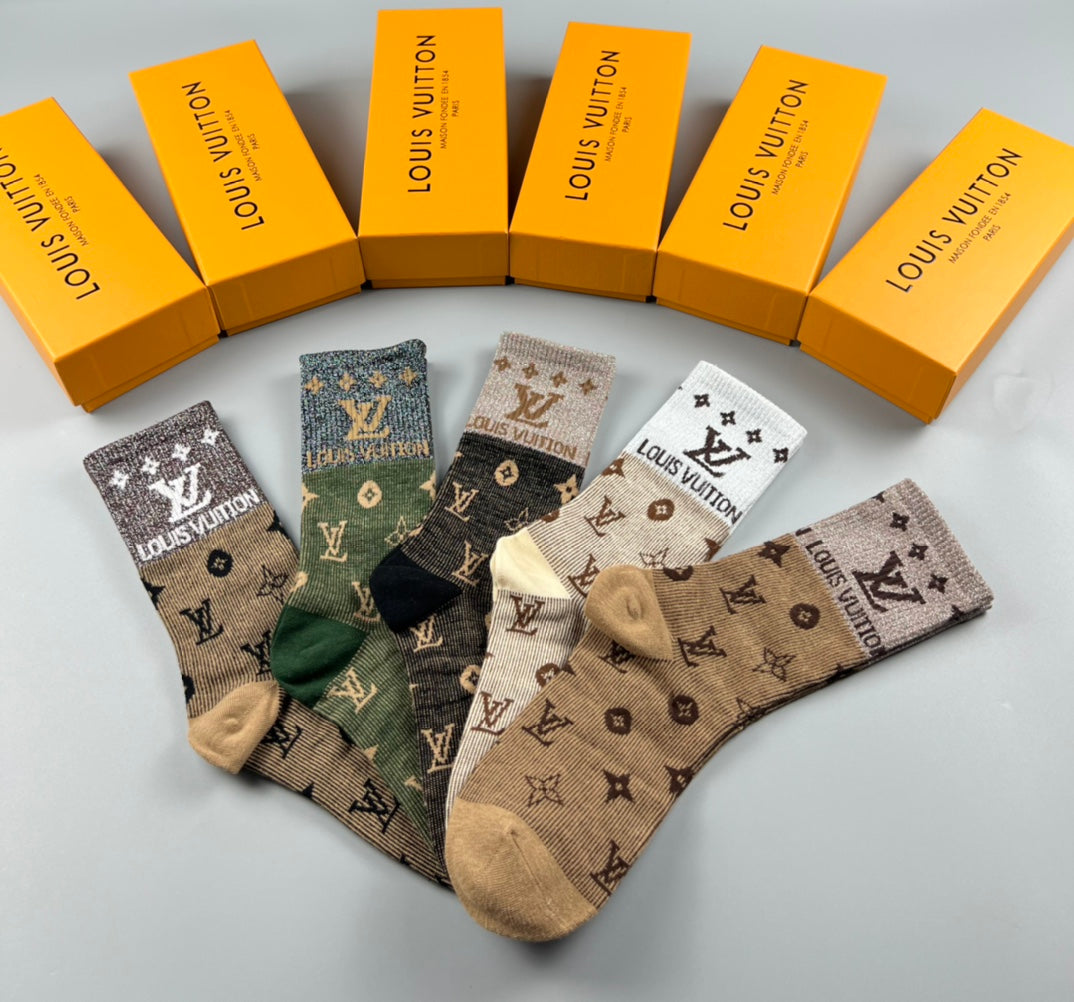 Louis Vuitton Cotton Crew Socks - 5-Pair Pack
