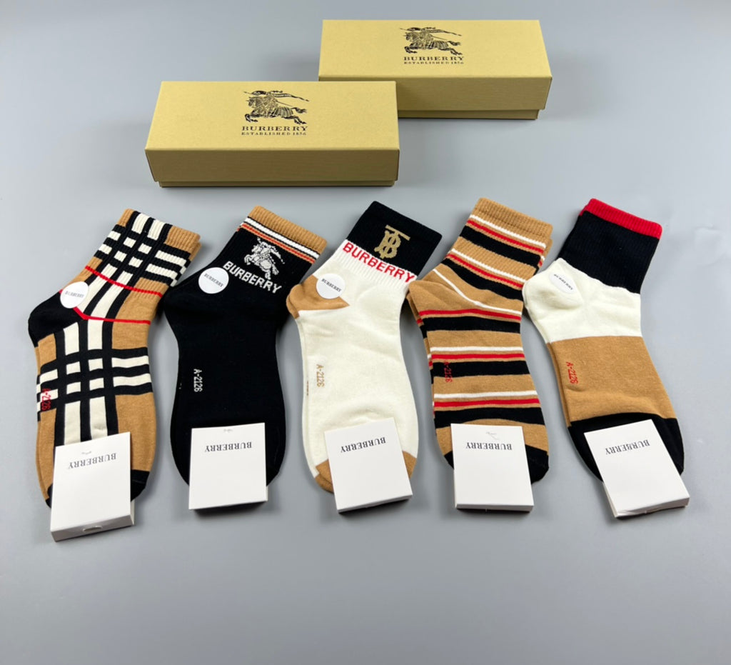 Burberry Pastel Colour Tonal Waistbands Mid-Calf Socks - 3-Pair Set
