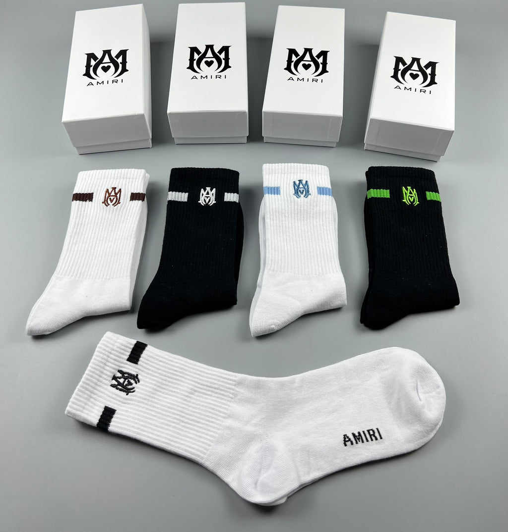 Amiri Restrained Letter Details Crew Socks - 5-Pair Set