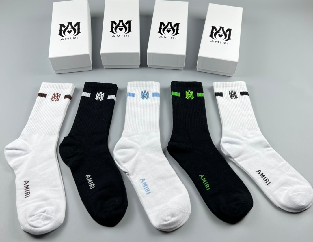 Amiri Restrained Letter Details Crew Socks - 5-Pair Set