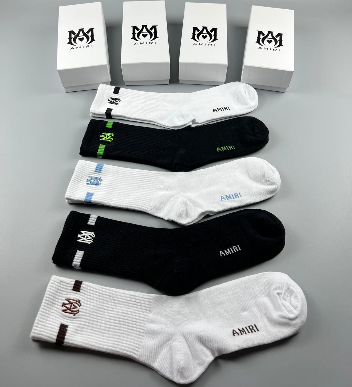 Amiri Restrained Letter Details Crew Socks - 5-Pair Set