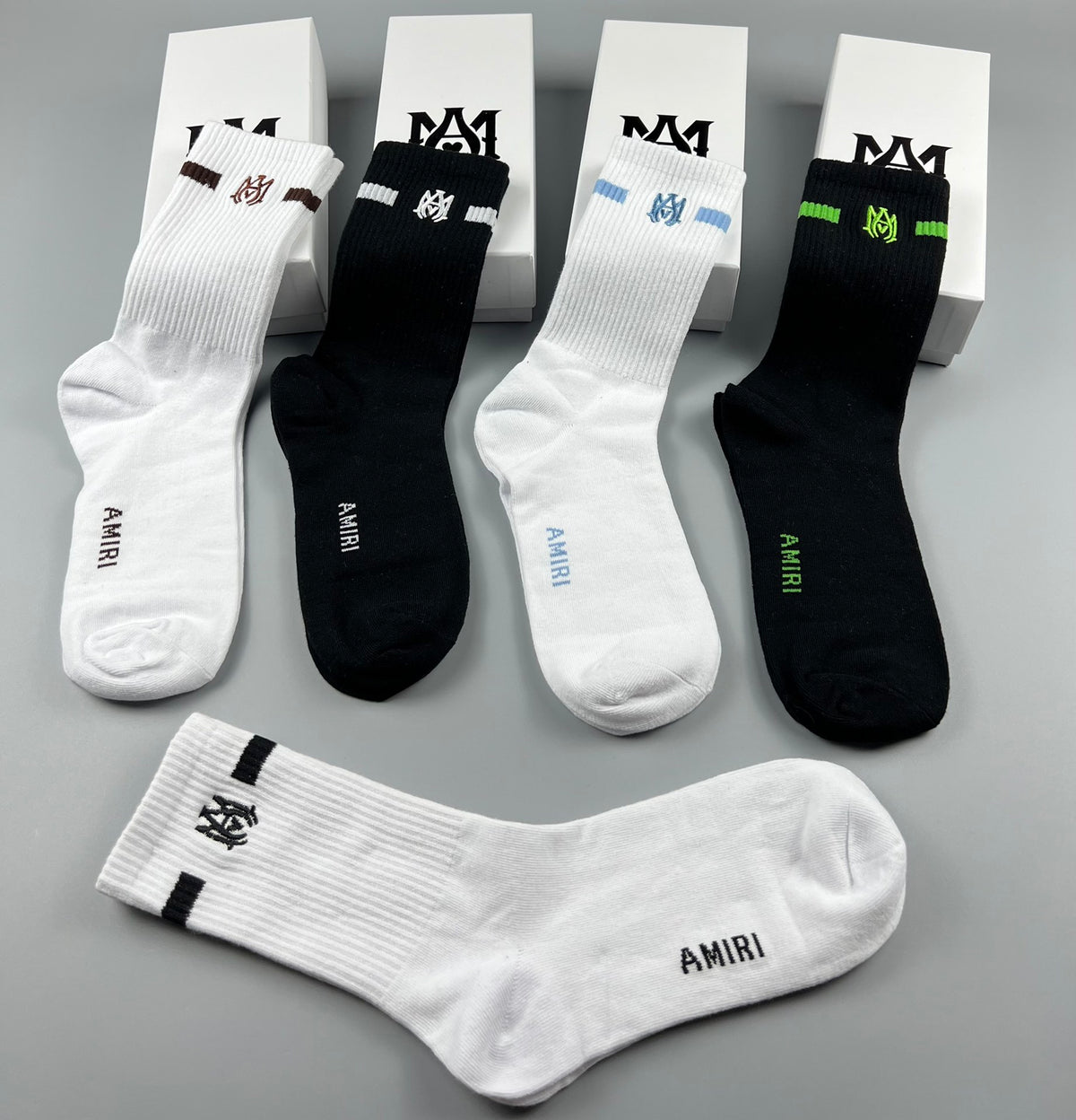 Amiri Restrained Letter Details Crew Socks - 5-Pair Set