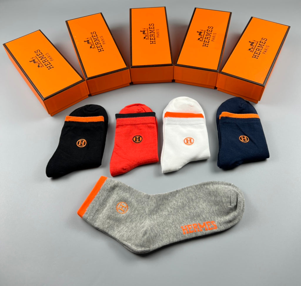 Hermes Colour Mix Crew Socks - 5-Pair Box