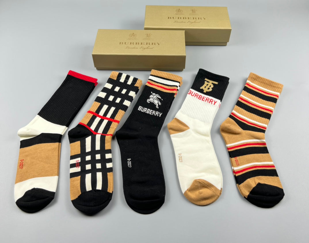 Burberry 200-needle cotton Horse Motifs Crew Socks - 5-Pair Set