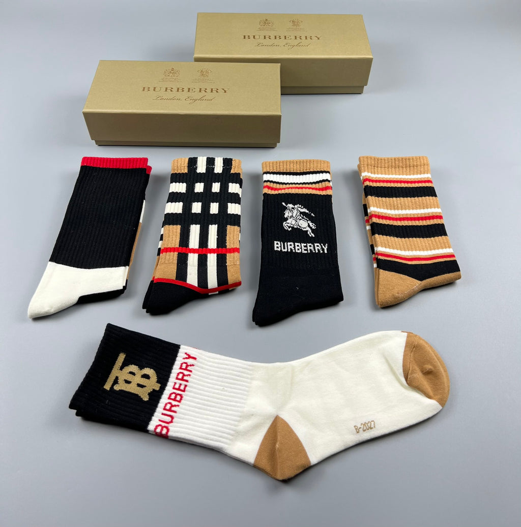 Burberry 200-needle cotton Horse Motifs Crew Socks - 5-Pair Set