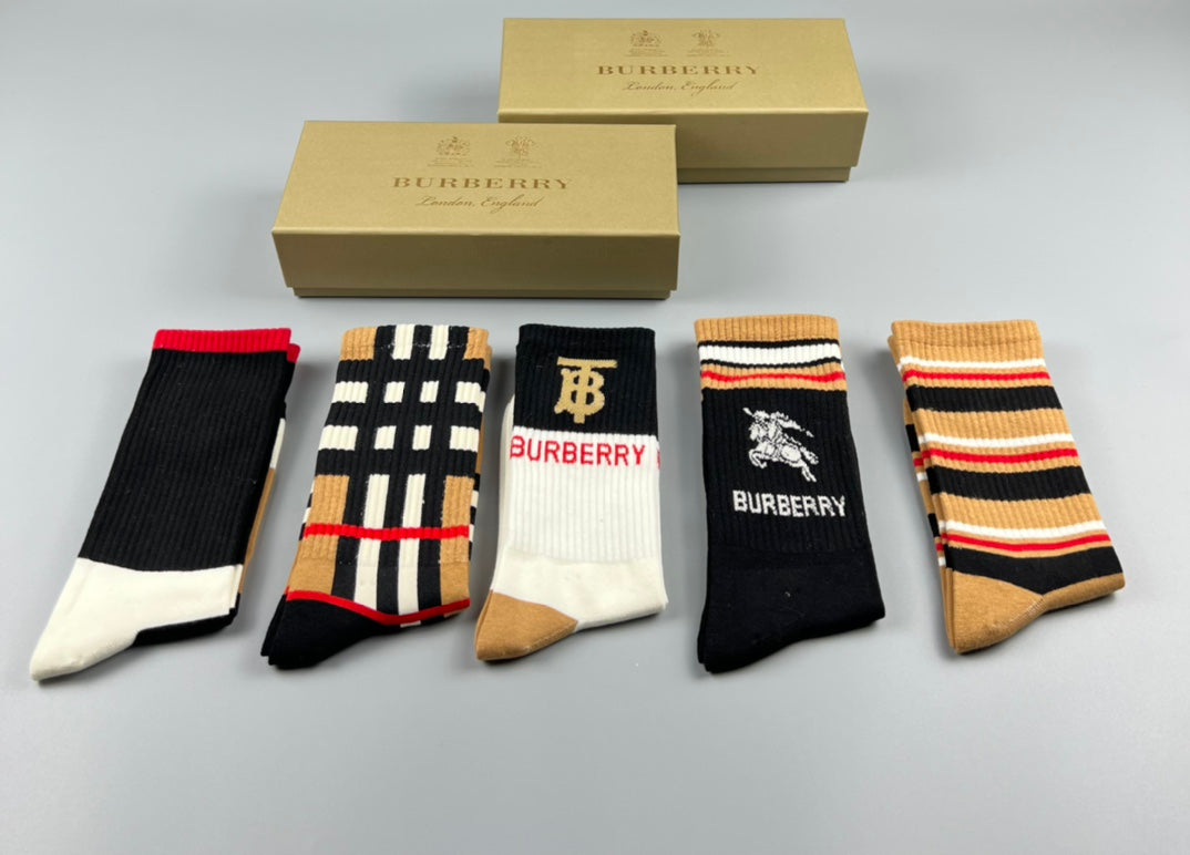 Burberry Cotton Crew Socks - 5-Pair Pack