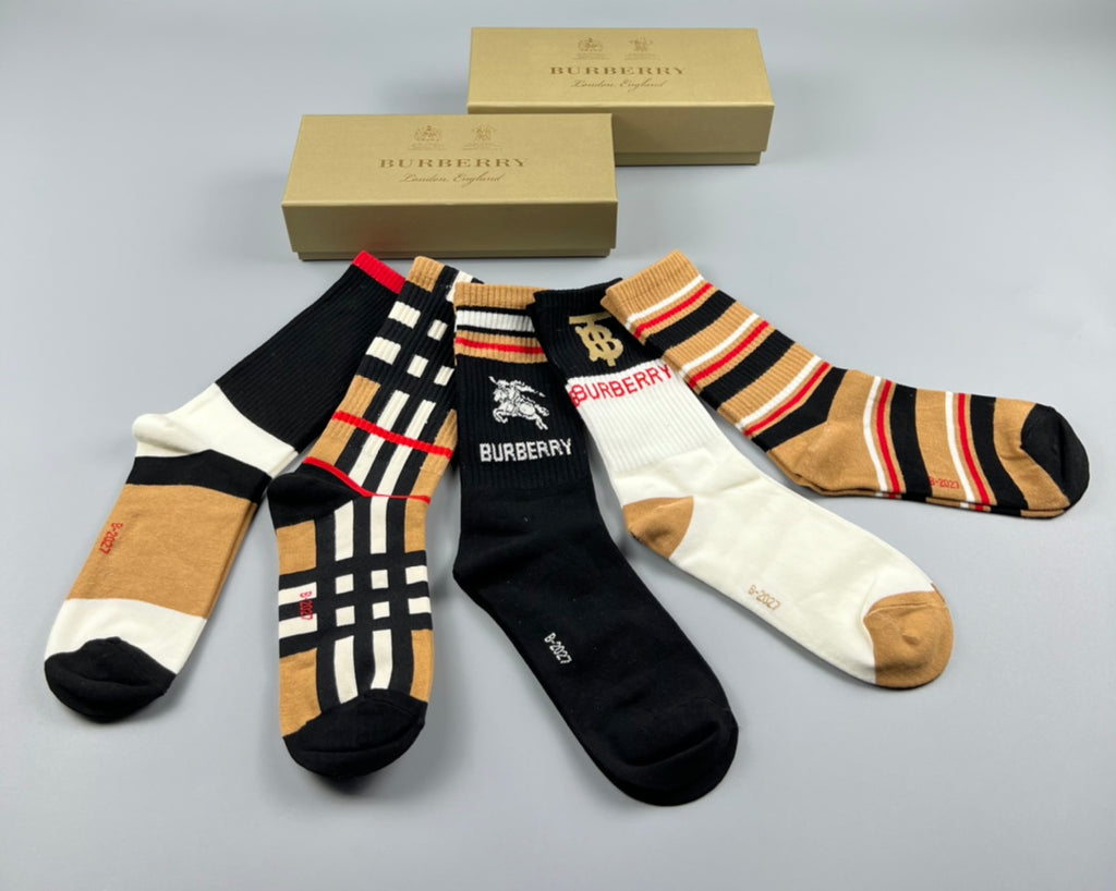 Burberry 200-needle cotton Horse Motifs Crew Socks - 5-Pair Set