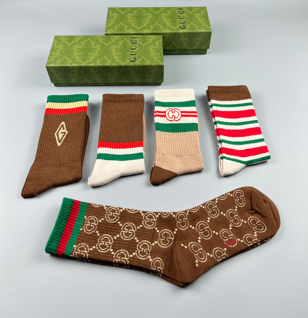 Gucci Cotton Crew Socks - 5-Pair Pack