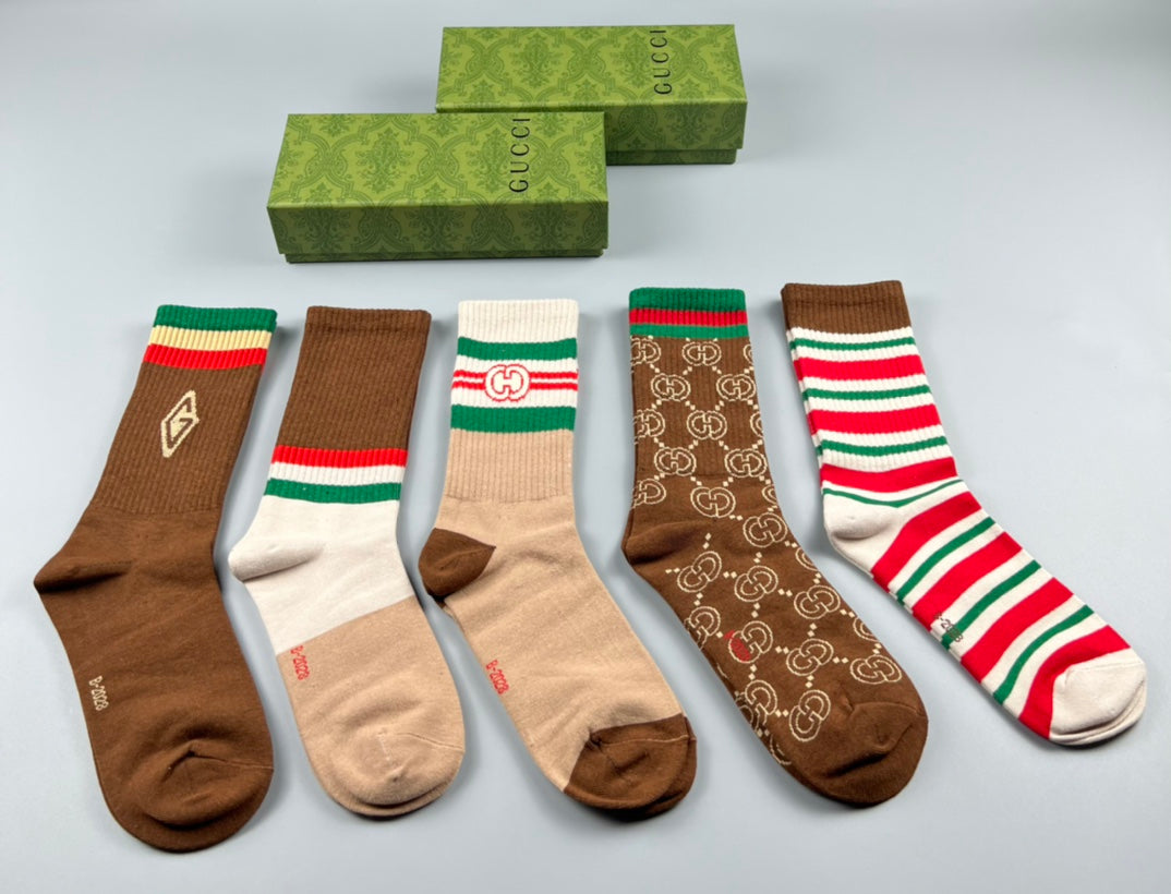 Gucci Cotton Crew Socks - 5-Pair Pack