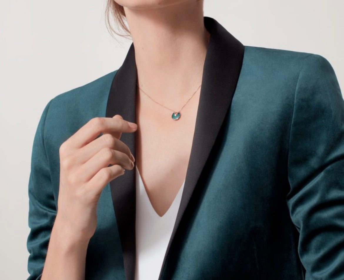 Lock Motif Pendant Necklace in Gold-Tone front view