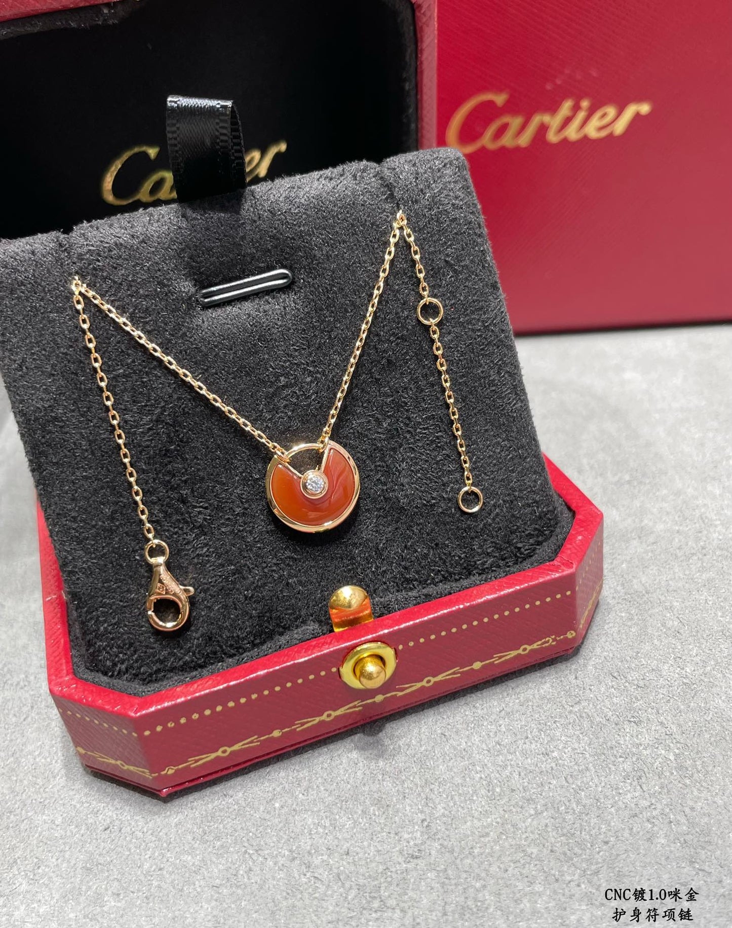 Lock Motif Pendant Necklace in Gold-Tone styled view