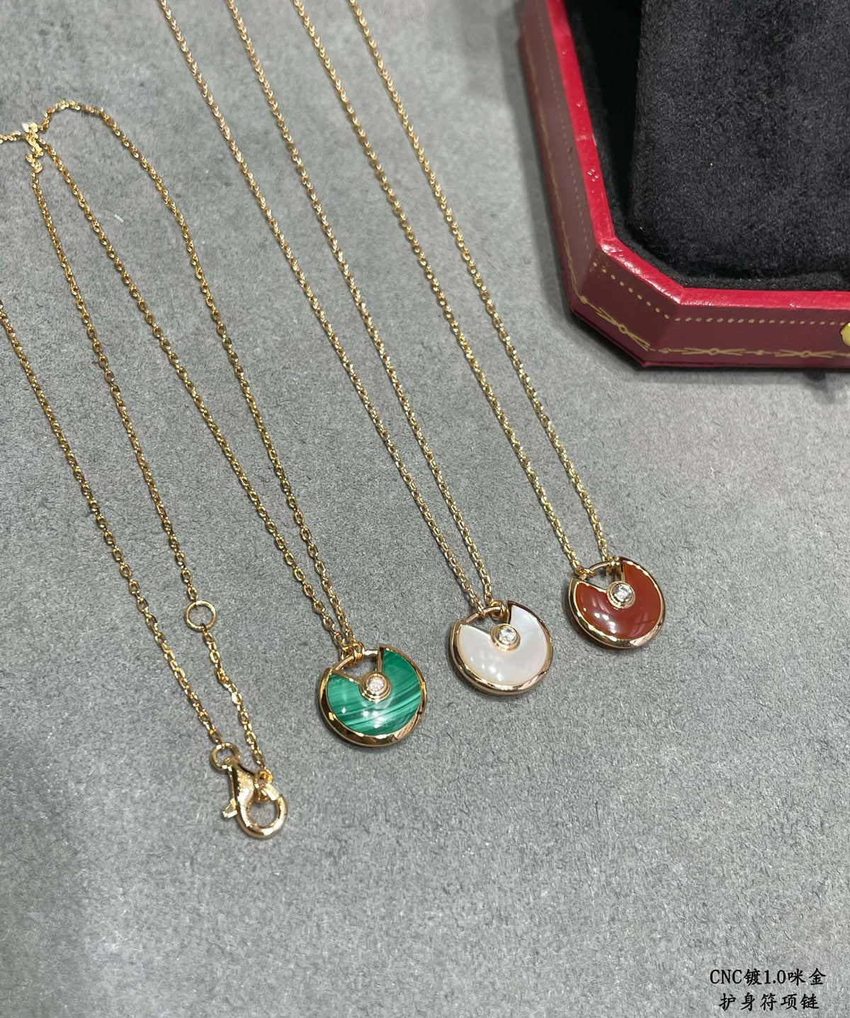 Lock Motif Pendant Necklace in Gold-Tone detail view
