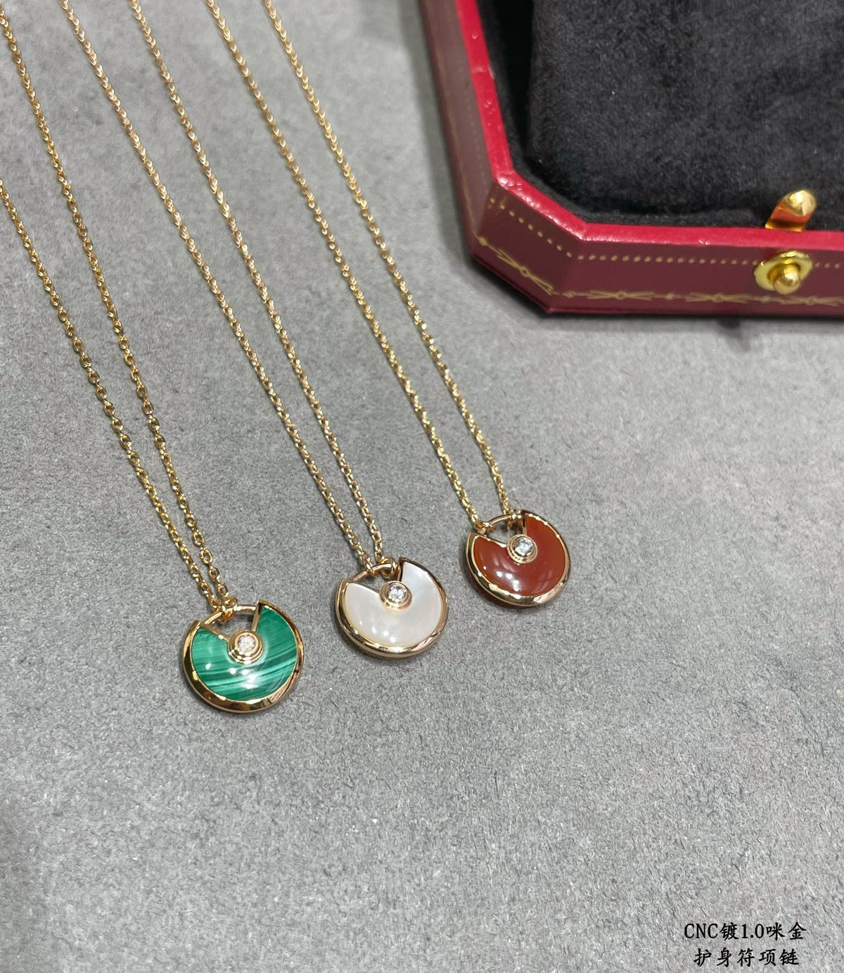 Lock Motif Pendant Necklace in Gold-Tone front view