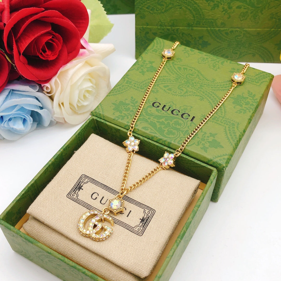 Geometric Emblem Pendant Necklace in Gold-Tone – Design 007 detail view