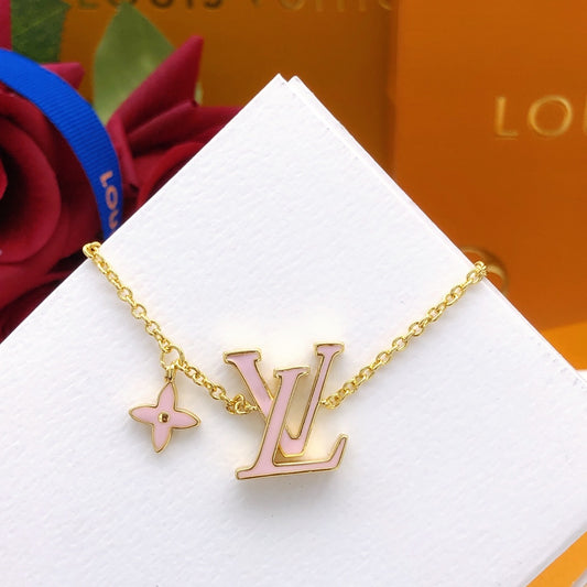 Geometric Emblem Bracelet in Gold-Tone – Pink Detail – Design 006 main product view