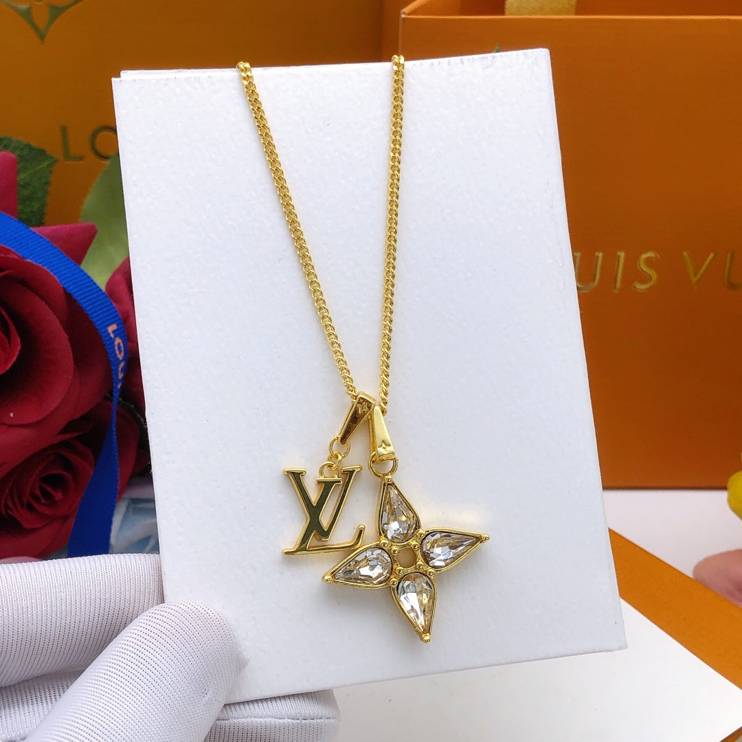 Geometric Emblem Pendant Necklace in Gold-Tone – Design 042 main product view