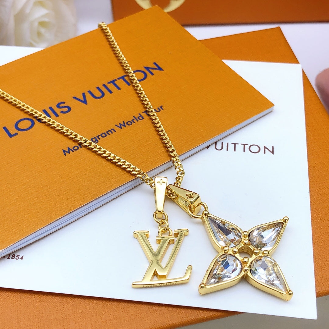 Geometric Emblem Pendant Necklace in Gold-Tone – Design 042 close-up detail