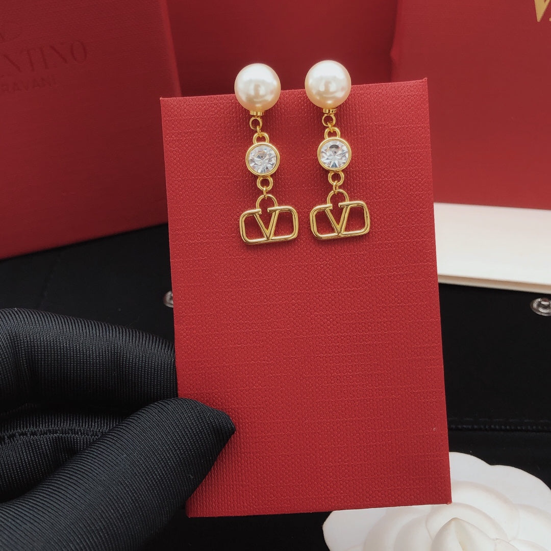 Signature Emblem Stud Earrings in Gold-Tone – Design 19 front view