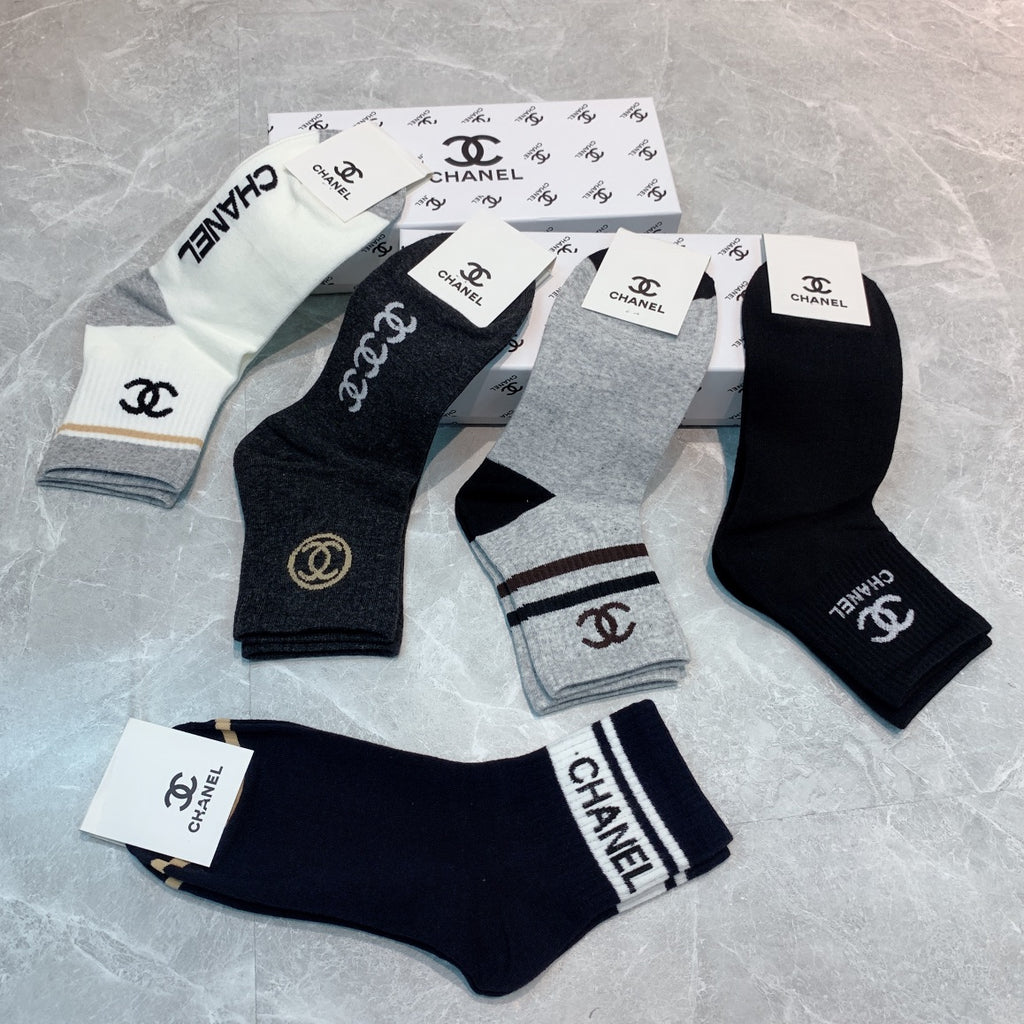 Chanel Cotton Crew Socks - 5-Pair Pack