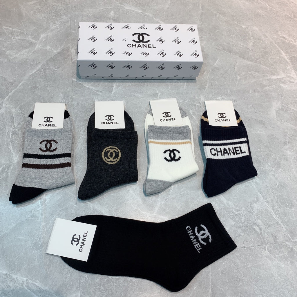 Chanel Cotton Crew Socks - 5-Pair Pack