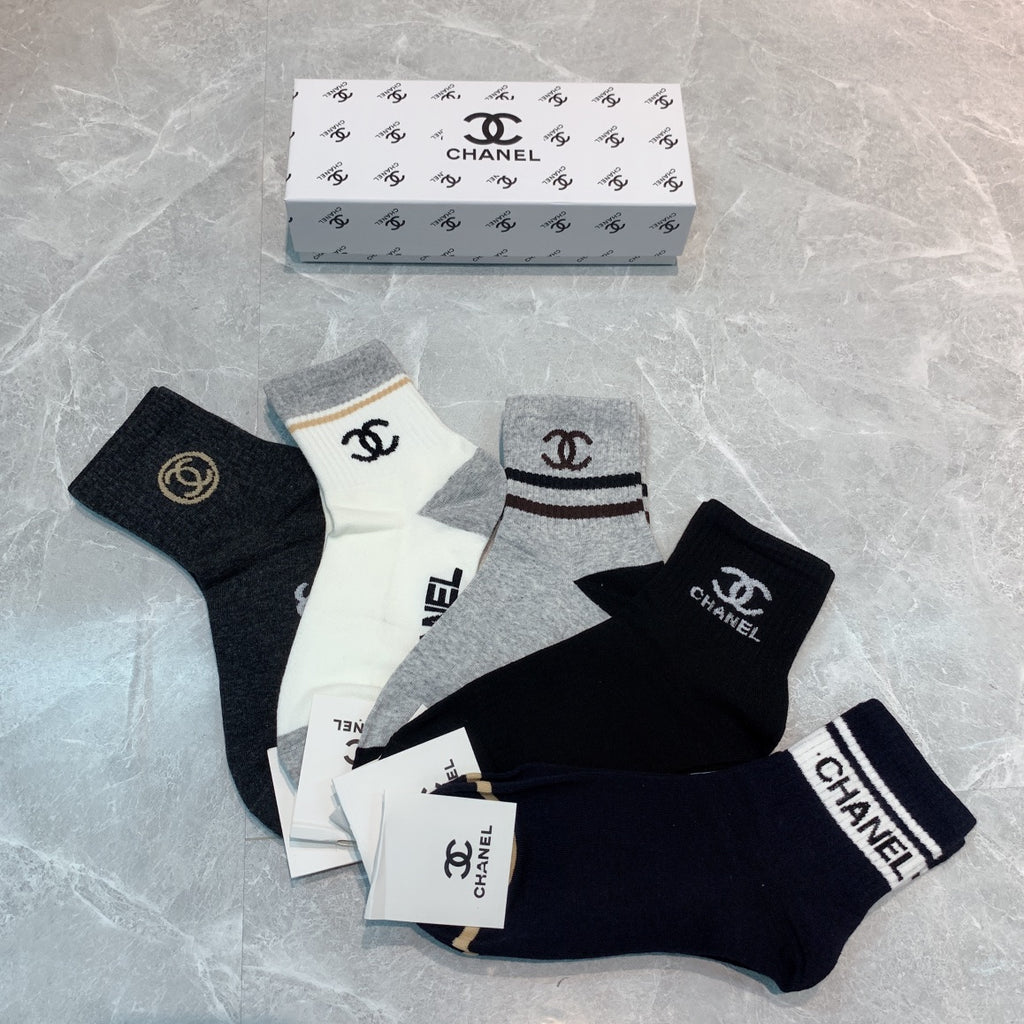 Chanel Cotton Crew Socks - 5-Pair Pack
