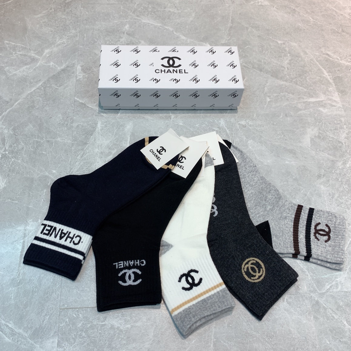 Chanel Cotton Crew Socks - 5-Pair Pack