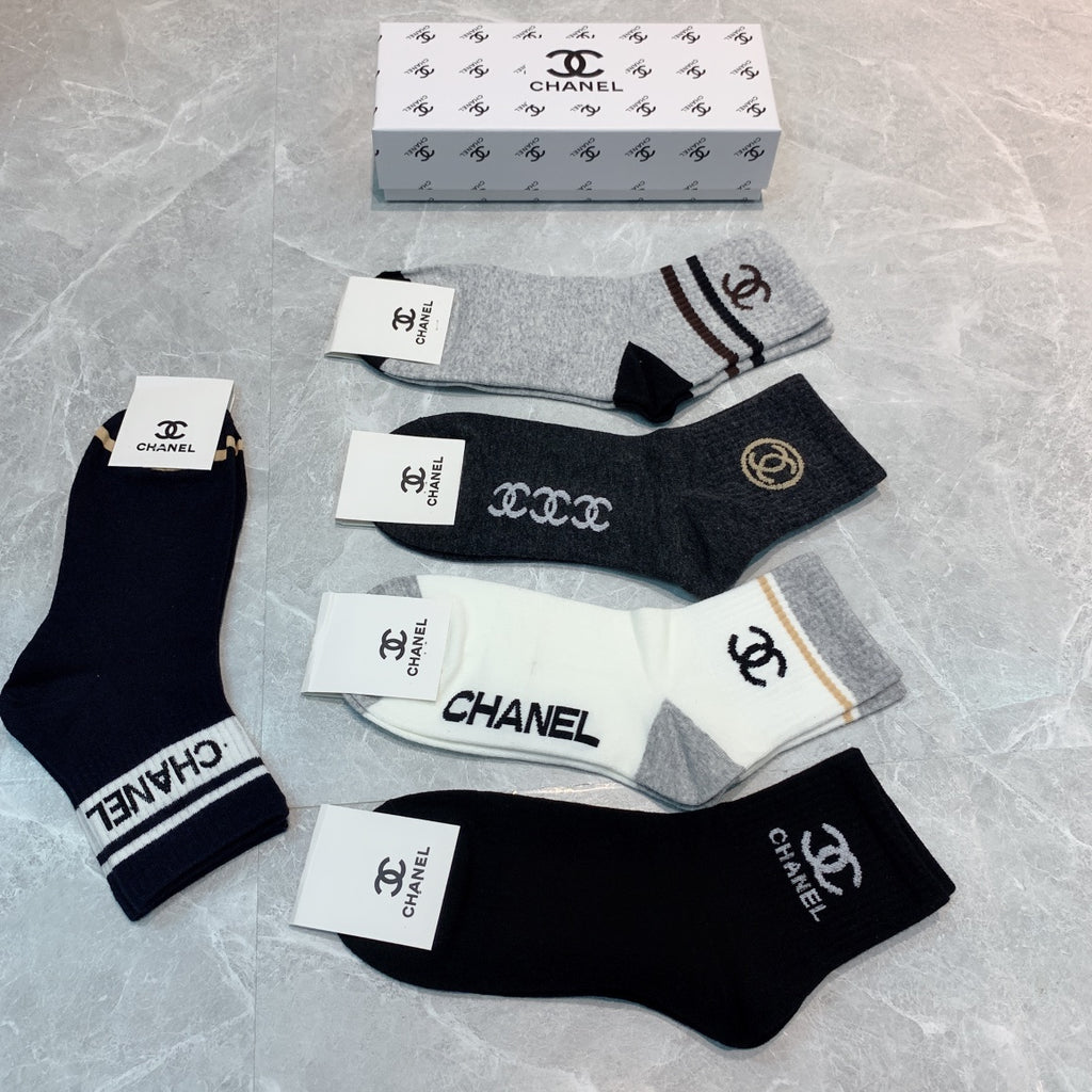 Chanel Cotton Crew Socks - 5-Pair Pack